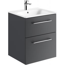 Geberit Selnova Square umywalka z szafką 55 cm zestaw meblowy biały/lava mat 501.233.00.1