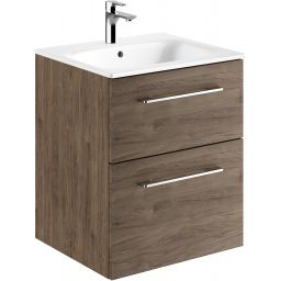 Geberit Selnova Square umywalka z szafką 55 cm zestaw meblowy biały/orzech włoski 501.234.00.1