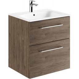 Geberit Selnova Square umywalka z szafką 60 cm zestaw meblowy biały/orzech włoski 501.238.00.1