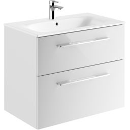 Geberit Selnova Square umywalka z szafką 80 cm zestaw meblowy biały połysk 501.240.00.1