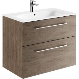 Geberit Selnova Square umywalka z szafką 80 cm zestaw meblowy biały/orzech włoski 501.242.00.1
