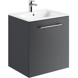 Geberit Selnova Square umywalka z szafką 60 cm zestaw meblowy biały/lava mat 501.253.00.1