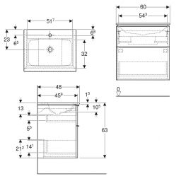 Geberit iCon Set Slim umywalka z szafką 60 cm zestaw meblowy KeraTect biały połysk/chrom 502.331.01.2