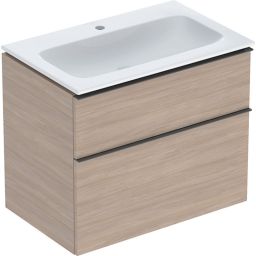 Geberit iCon Set Slim umywalka z szafką 75 cm zestaw meblowy KeraTect dąb/lava mat 502.332.JH.1