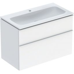Geberit iCon Set Slim umywalka z szafką 90 cm zestaw meblowy KeraTect biały połysk/biały mat 502.333.01.1
