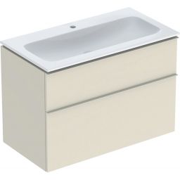 Geberit iCon Set Slim umywalka z szafką 90 cm zestaw meblowy KeraTect szary piaskowy połysk/szary piaskowy mat 502.333.JL.1