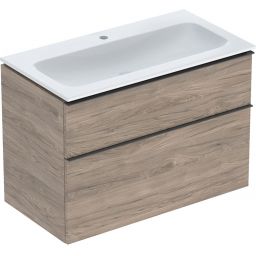 Geberit iCon Set Slim umywalka z szafką 90 cm zestaw meblowy KeraTect orzech hickory/lava mat 502.333.JR.1