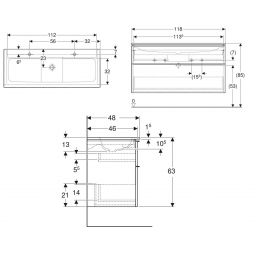 Geberit iCon Set Slim umywalka z szafką 120 cm zestaw meblowy KeraTect orzech hiskory/lava mat 502.334.JR.1