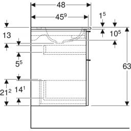Geberit iCon Set Slim umywalka z szafką 60 cm zestaw meblowy dąb/lava mat 502.335.JH.1