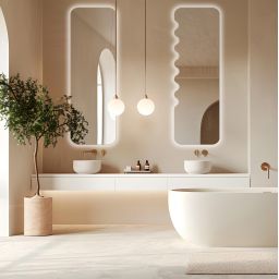 Guarda Harmony no.2 lustro 40x80 cm z oświetleniem srebrny FLA-HAR2-40X80-LI12V