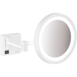 Hansgrohe AddStoris lusterko kosmetyczne 21,7x21,7 cm okrągłe z oświetleniem biały 41790700