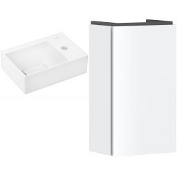 Zestaw Hansgrohe Xevolos E umywalka z szafką Xilesa E 36 cm prawa biały połysk/biały mat (54244700, 61086450)