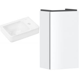 Zestaw Hansgrohe Xelu Q umywalka z szafką Xilesa E 36 cm prawa biały połysk/biały mat (54244700, 60314450)