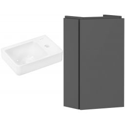 Zestaw Hansgrohe Xelu Q umywalka z szafką Xilesa E 36 cm prawa szary łupek mat (54244760, 60314450)