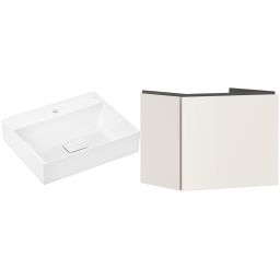 Zestaw Hansgrohe Xevolos E umywalka z szafką Xilesa E 60 cm piaskowy (54253780, 61092450)