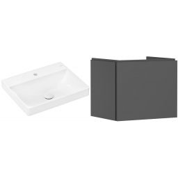 Zestaw Hansgrohe Xelu Q umywalka z szafką Xilesa E 60 cm szary (54253760, 61016450)
