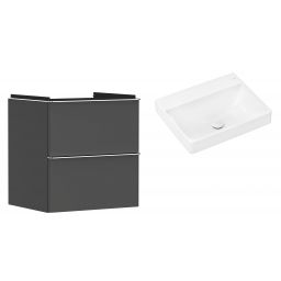 Hansgrohe Xelu Q szafka wisząca z umywalką 60x48 cm szary diament mat/chrom/biały (54024000, 61017450)