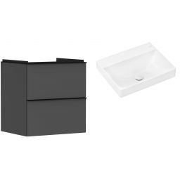 Hansgrohe Xelu Q szafka wisząca z umywalką 60x48 cm szary diament mat/czarny mat/biały (54024670, 61017450)