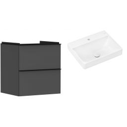 Hansgrohe Xelu Q szafka wisząca z umywalką 60x48 cm szary diament mat/czarny mat/biały  (54024670, 61016450)