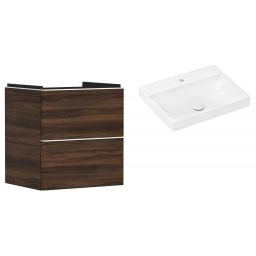 Hansgrohe Xelu Q szafka wisząca z umywalką 60x48 cm orzech/biały mat/biały (54026700, 61016450)