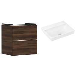 Hansgrohe Xelu Q szafka wisząca z umywalką 60x48 cm ciemny orzech/biały mat/biały (54026700, 61017450)
