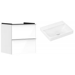 Hansgrohe Xelu Q szafka wisząca z umywalką 60x48 cm biały wysoki połysk/chrom/biały (54023000, 61017450)