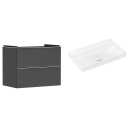 Hansgrohe Xelu Q szafka wisząca z umywalką 80x48 cm szary diament mat/chrom/biały (54028000, 61021450)