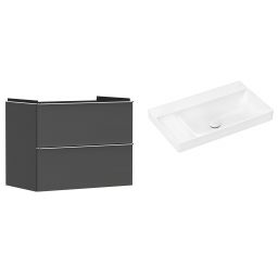 Hansgrohe Xelu Q szafka wisząca z umywalką 80x48 cm szary diament mat/chrom/biały (54028000, 61032450)