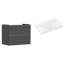 Hansgrohe Xelu Q szafka wisząca z umywalką 80x48 cm szary diament mat/chrom/biały (54028000, 61031450)