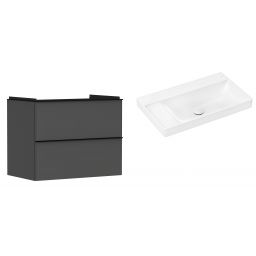 Hansgrohe Xelu Q szafka wisząca z umywalką 80x48 cm szary diament mat/czarny mat/biały (54028670, 61032450)