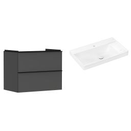 Hansgrohe Xelu Q szafka wisząca z umywalką 80x48 cm szary diament mat/czarny mat/biały (54028670, 61025450)