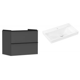 Hansgrohe Xelu Q szafka wisząca z umywalką 80x48 cm szary diament mat/czarny mat/biały (54028670, 61024450)