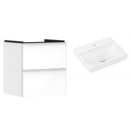 Hansgrohe Xelu Q szafka wisząca z umywalką 60x48 cm biały wysoki połysk/biały mat/biały (54023700, 61016450)