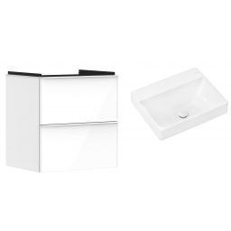 Hansgrohe Xelu Q szafka wisząca z umywalką 60x48 cm biały wysoki połysk/biały mat/biały (54023700, 61017450)