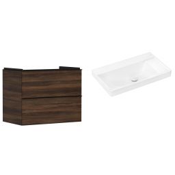 Hansgrohe Xelu Q szafka wisząca z umywalką 80x48 cm ciemny orzech/czarny mat/biały (54030670, 61026450)