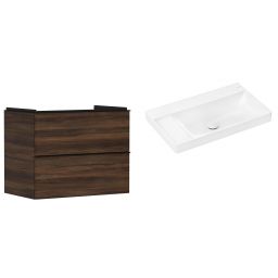 Hansgrohe Xelu Q szafka wisząca z umywalką 80x48 cm ciemny orzech/czarny mat/biały (54030670, 61032450)