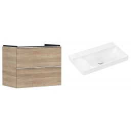 Hansgrohe Xelu Q szafka wisząca z umywalką 80x48 cm  naturalny dąb/biały mat/biały (54029700, 61032450)