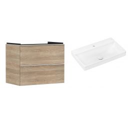 Hansgrohe Xelu Q szafka wisząca z umywalką 80x48 cm naturalny dąb/biały mat/biały (54029700, 61020450)