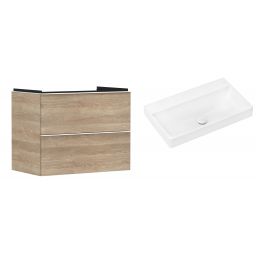 Hansgrohe Xelu Q szafka wisząca z umywalką 80x48 cm naturalny dąb/biały mat/biały (54029700, 61021450)