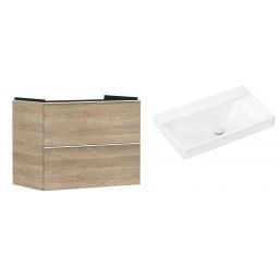 Hansgrohe Xelu Q szafka wisząca z umywalką 80x48 cm  naturalny dąb/biały mat/biały (54029700, 61026450)