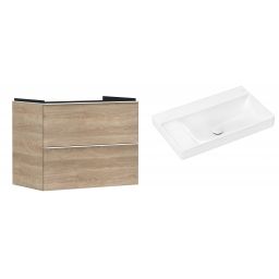 Hansgrohe Xelu Q szafka wisząca z umywalką 80x48 cm naturalny dąb/biały mat/biały (54029700, 61032450)