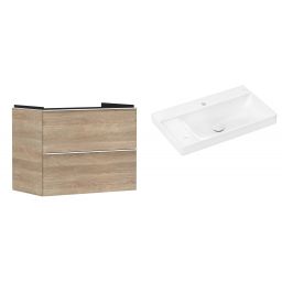 Hansgrohe Xelu Q szafka wisząca z umywalką 80x48 cm naturalny dąb/biały mat/biały (54029700, 61031450)