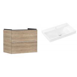 Hansgrohe Xelu Q szafka wisząca z umywalką 80x48 cm naturalny dąb/biały mat/biały (54029700, 61024450)