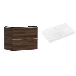 Hansgrohe Xelu Q szafka wisząca z umywalką 80x48 cm ciemny orzech/chrom/biały (54030000, 61020450)