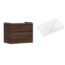 Hansgrohe Xelu Q szafka wisząca z umywalką 80x48 cm ciemny orzech/chrom/biały (54030000, 61021450)