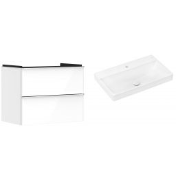 Hansgrohe Xelu Q szafka wisząca z umywalką 80x48 cm biały wysoki połysk/chrom/biały (54027000, 61020450)