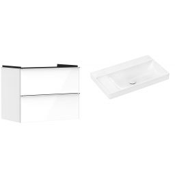 Hansgrohe Xelu Q szafka wisząca z umywalką 80x48 cm biały wysoki połysk/chrom/biały (54027000, 61032450)