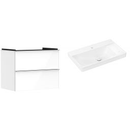 Hansgrohe Xelu Q szafka wisząca z umywalka 80x48 cm biały wysoki połysk/chrom/biały (54027000, 61025450)