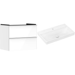 Hansgrohe Xelu Q szafka wisząca z umywalką 80x48 cm biały wysoki połysk/chrom/biały (54027000, 61020450)