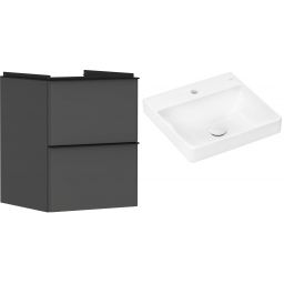 Hansgrohe Xelu Q szafka wisząca z umywalką 50x48 cm szary diament mat/czarny mat/biały (54020670, 61012450)